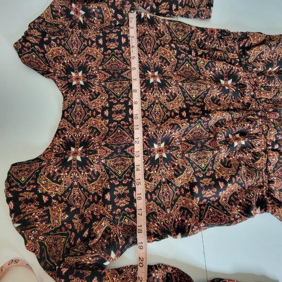 Lucca Couture Batik Pattern Romper Blk/Maroon Open Back Size M - Picture 3 of 14